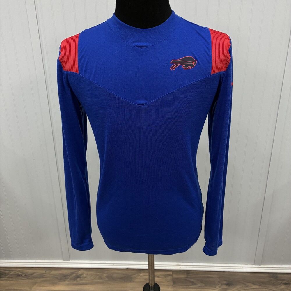 Nike NFL Buffalo Bills Sideline Dri-Fit Long Sleeve Shirt Mens Medium Blue Red